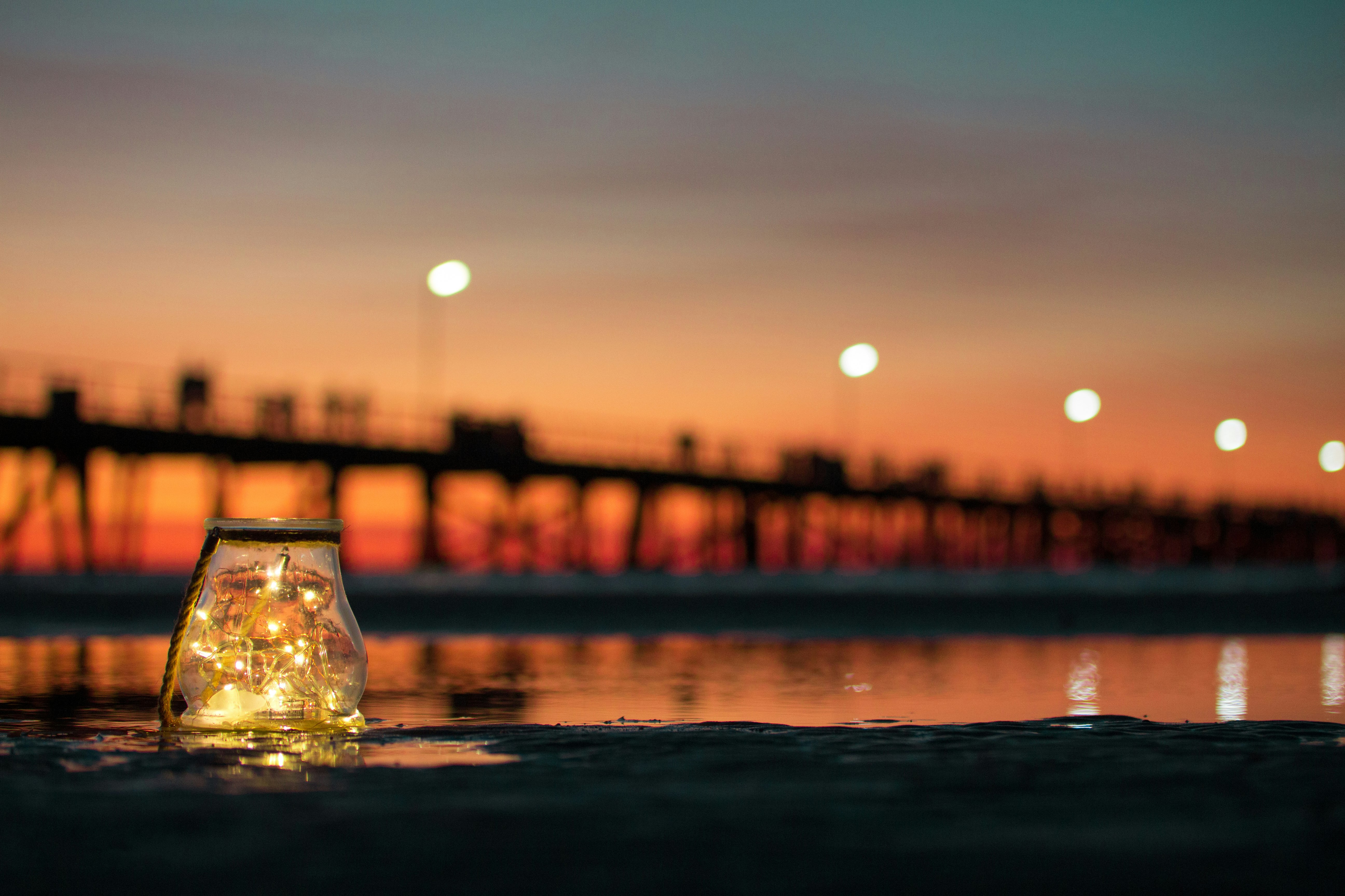 bottle near water